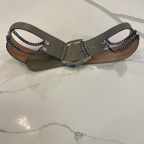 Divine Knits Gray Leather and Silver/Black Metal Buckle and Accents.  L/XL - Picture 2 of 7